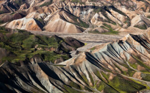 Arial view of Landmannalaugar, central highlands Iceland